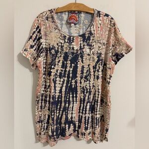 Johnny Was Mia Short Sleeve Embroidered Knit Tunic